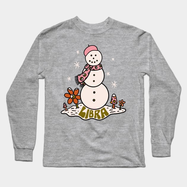 Libra Snowman Long Sleeve T-Shirt by Doodle by Meg